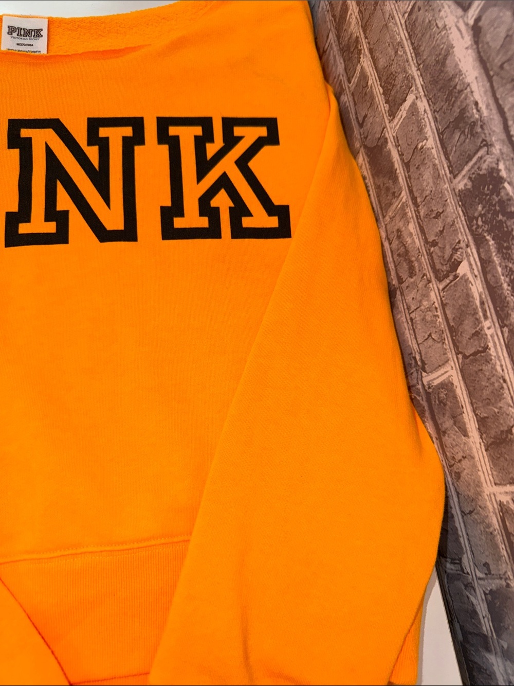 PINK Victoria's Secret Wide-Neck Pullover Sweatshirt - Orange - Picture 9 of 10